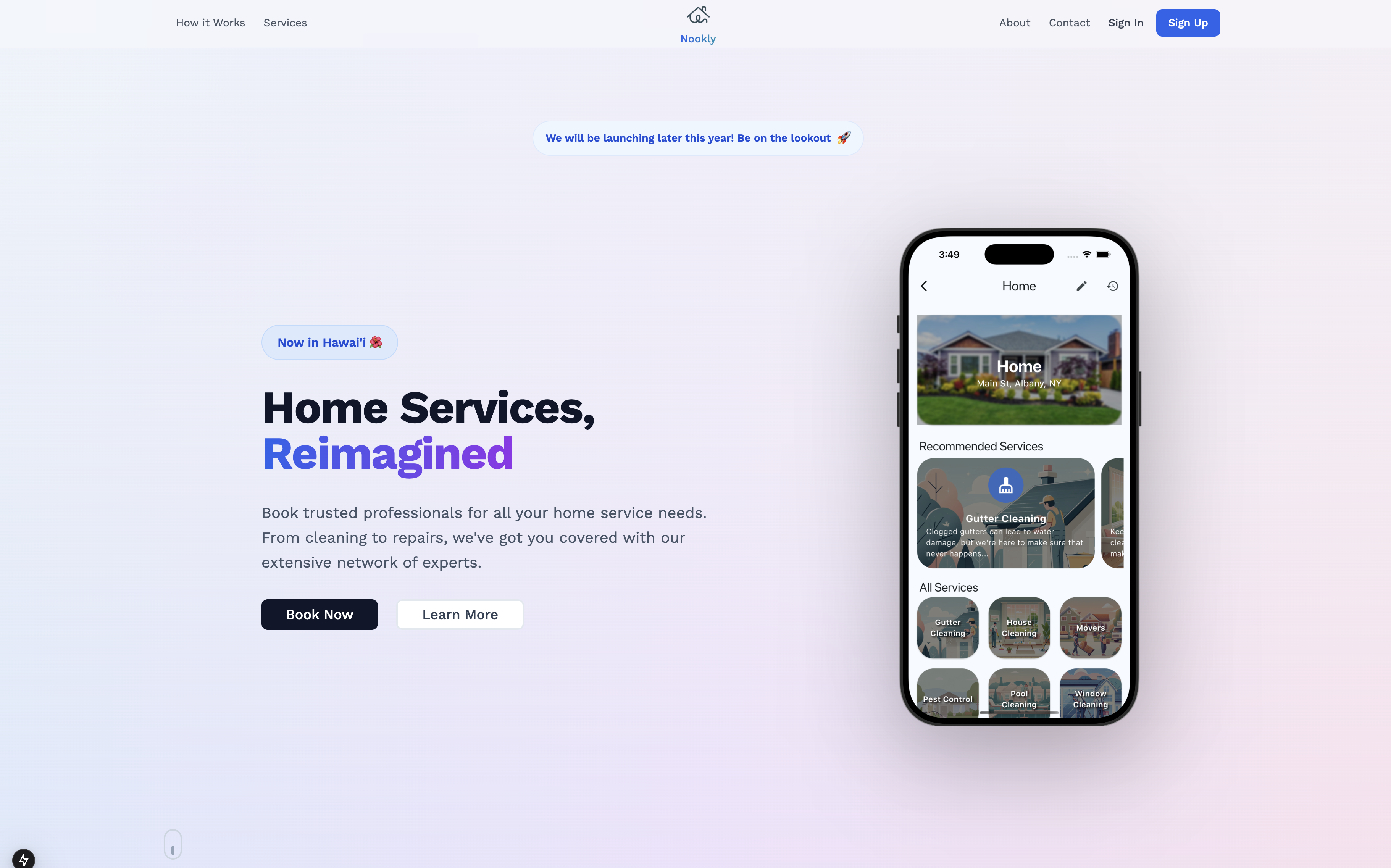 Nookly landing page
